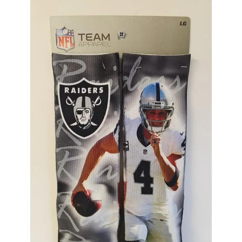 NFL Team Apparel Las Vegas Raiders Derek Carr Socks Men's Size Large